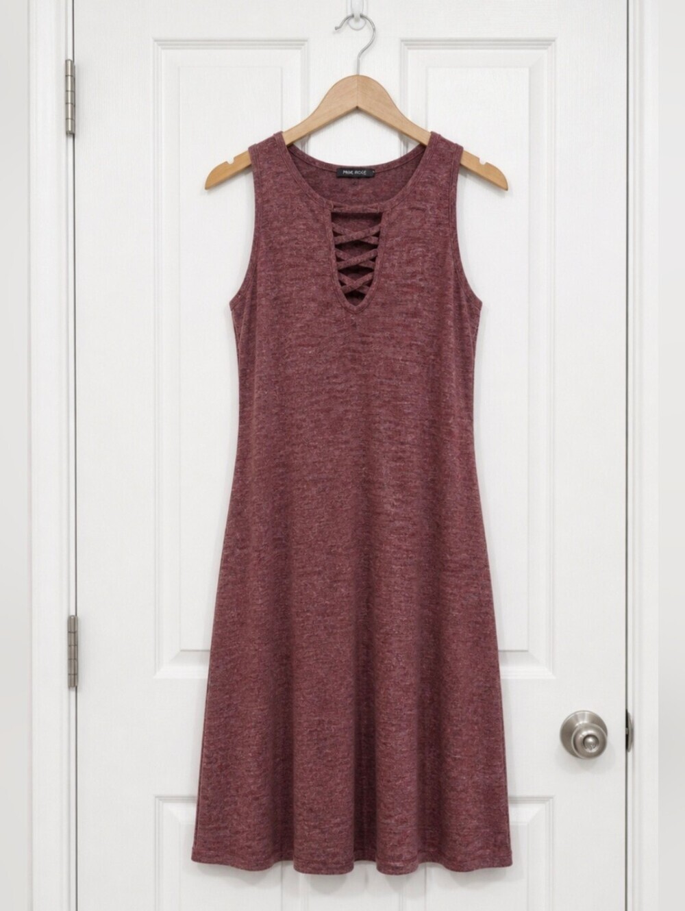 PINK ROSE Sleeveless Wine  Knit Midi Dress